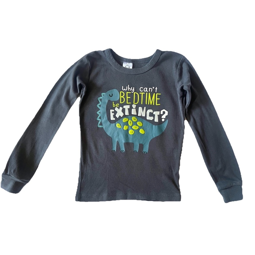 Gerber Kids Pajama Top 5T Dinosaur Sleepwear Cotton Gray Toddler Boy Clothing